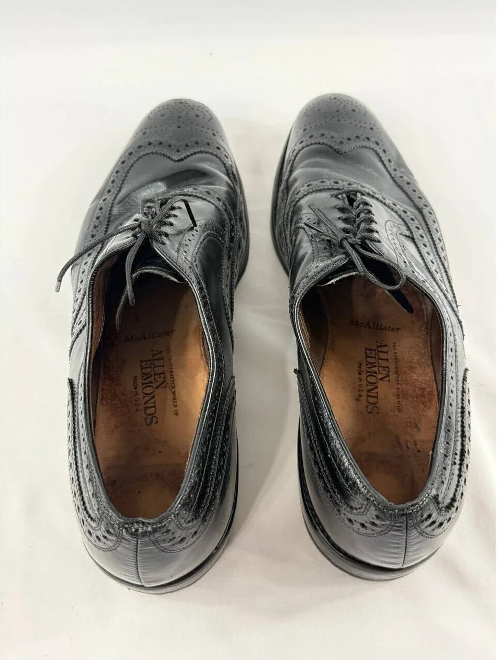 Allen Edmonds McAllister Black Wingtip Dress Shoes Mens 13 B Narrow USA